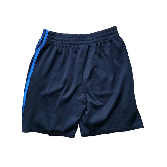 Adidas Shorts Boys L 14/16 Black Blue Terry Drawstring 3-Stripes - Picture 4 of 6